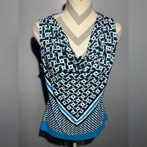 Calvin Klein Black and White Geometric Blouse